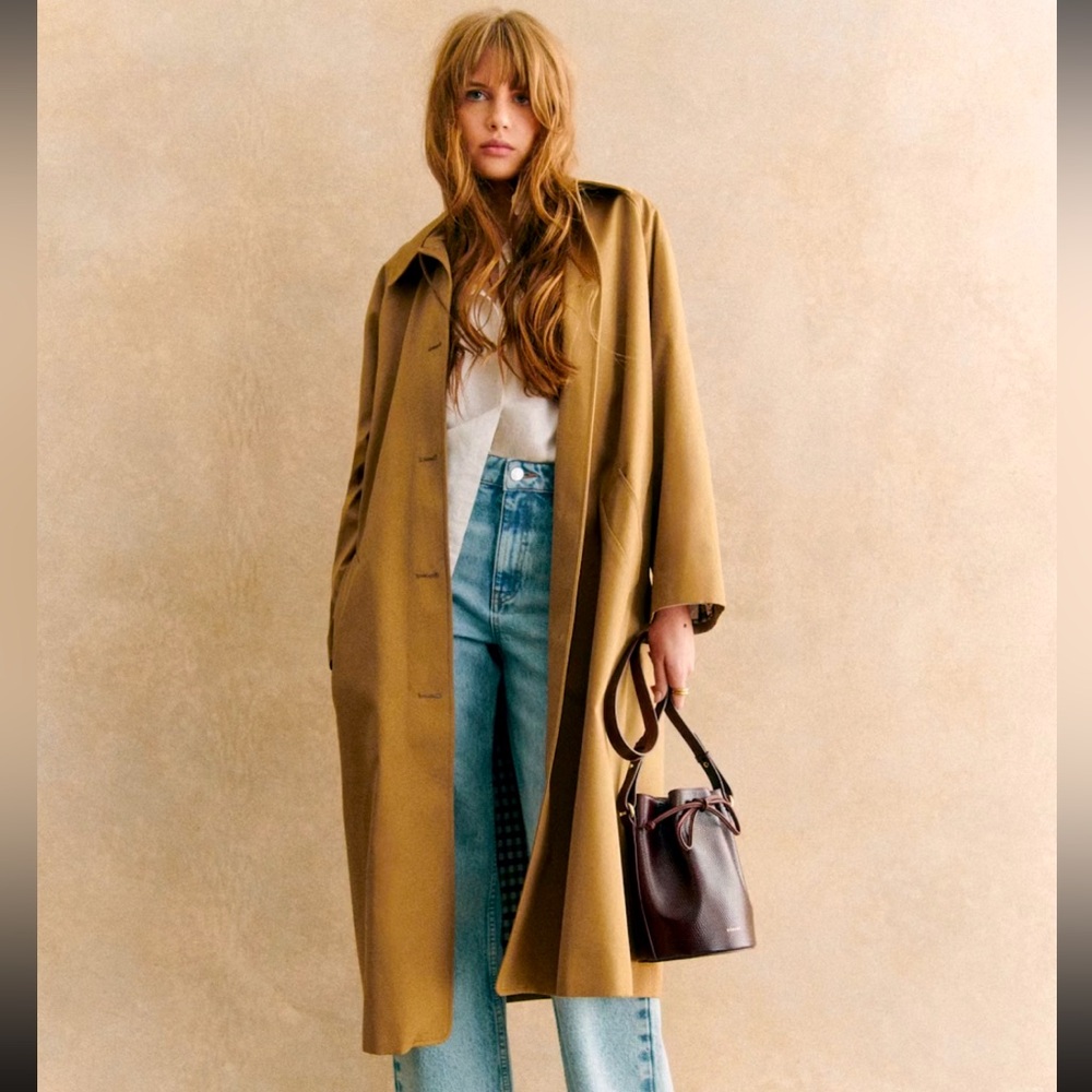 Sezane Clyde Trench Coat in Camel Size 32
